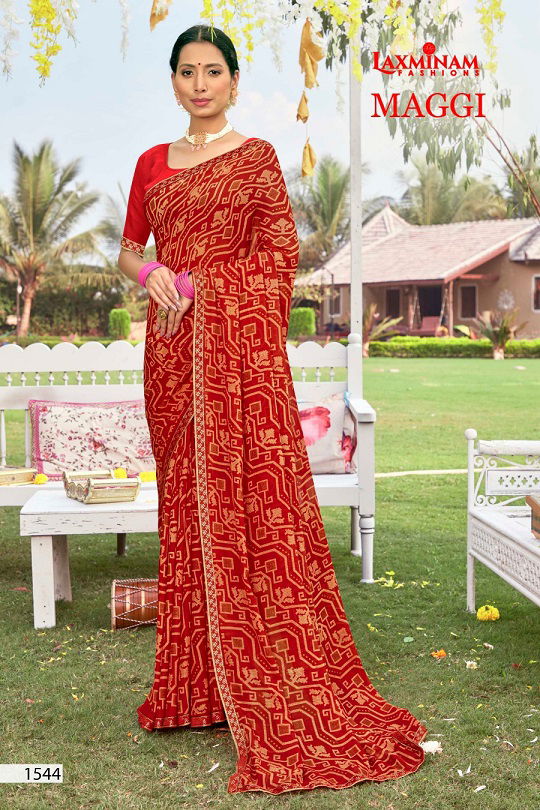 Laxminam Maggi Fancy Ethnic Wear Wholesale Printed Georgette Sarees Catalog
